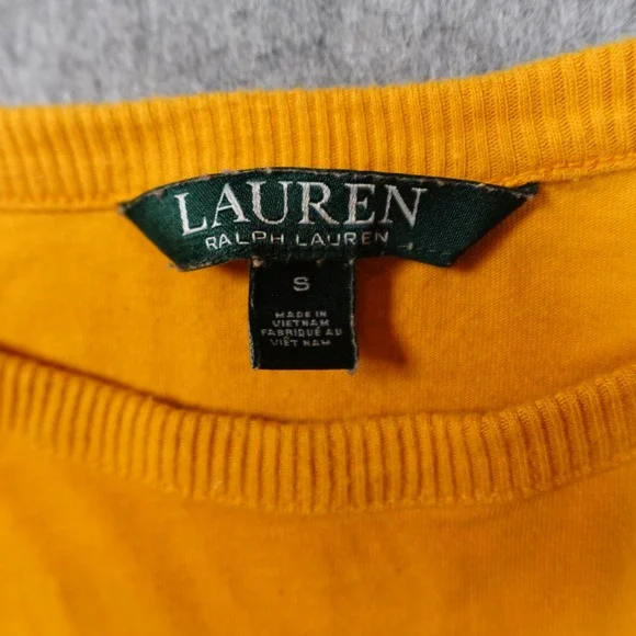 Ralph Lauren Top Womens Small Long Sleeve Ruffle Cuff Gold Button Crew Neck - Picture 4 of 11